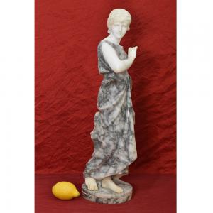 SCULTURA ANTICA MARMO E ALABASTRO, SCULTURE ANTICHE DI DONNA, GUGLIELMO PUGI, XIX SECOLO. (STAL74)